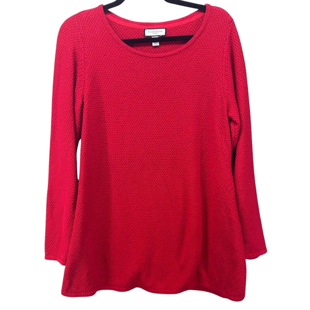 Charter Club Waffle Knit Sweater Red 0X